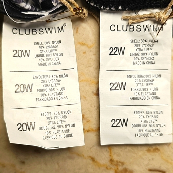 NWT Clubswim Caribbean Palms Black & White Womens 2-piece Swim Suit 20W & 22W - Picture 5 of 6
